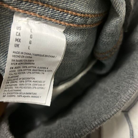 AMERICAN EAGLE OUTFITTERS DEMIN HOODIE JACKET SIZE‎ L - Picture 5 of 7